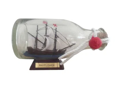 Handcrafted Cast Iron Mayflower Model Ship In A Glass Bottle 5"