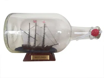 Handcrafted Cast Iron Mayflower Model Ship In A Glass Bottle 9"