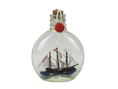 Handcrafted Cast Iron Santa Maria Model Ship In A Glass Bottle 4"