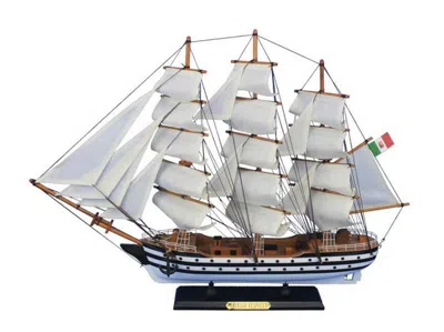 Handcrafted Cast Iron Wooden Amerigo Vespucci 24" Tall Model Ship