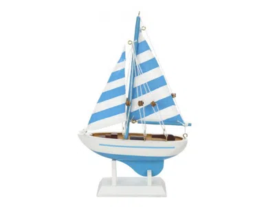 Handcrafted Cast Iron Wooden Anchors Aweigh Model Sailboat 9"