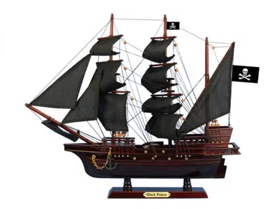 Handcrafted Cast Iron Wooden Ben Franklin's Black Prince Black Sails Pirate Ship Model 20"