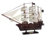 Handcrafted Cast Iron Wooden Ben Franklin's Black Prince White Sails Pirate Ship Model 20"