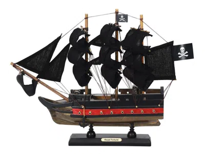Handcrafted Cast Iron Wooden Black Bart's Royal Fortune Black Sails Limited Model Pirate Ship 12"