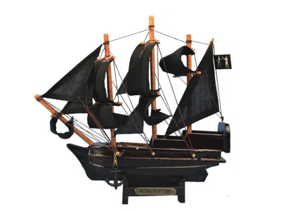 Handcrafted Cast Iron Wooden Black Bart's Royal Fortune Model Pirate Ship 7"