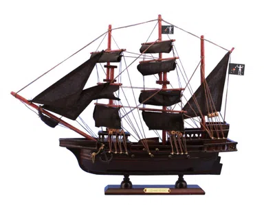 Handcrafted Cast Iron Wooden Blackbeard's Queen Anne's Revenge Model Pirate Ship 15"