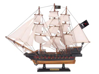 Handcrafted Cast Iron Wooden Blackbeard's Queen Anne's Revenge White Sails Limited Model Pirate Ship 15"