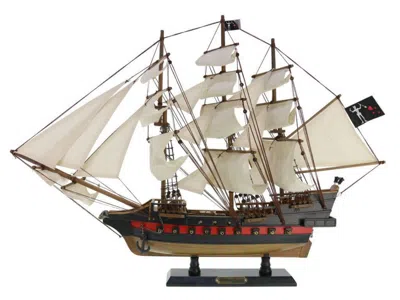 Handcrafted Cast Iron Wooden Blackbeard's Queen Anne's Revenge White Sails Limited Model Pirate Ship 26"