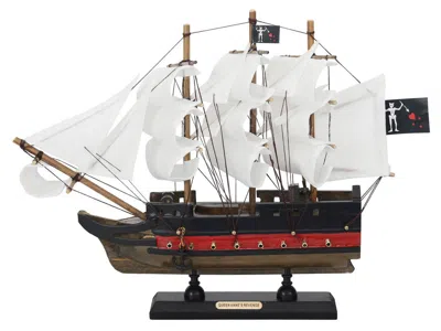 Handcrafted Cast Iron Wooden Blackbeard's Queen Annes Revenge White Sails Limited Model Pirate Ship 12"