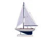 Handcrafted Cast Iron Wooden Blue Pacific Sailer Model Sailboat Decoration 17"