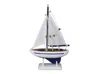 Handcrafted Cast Iron Wooden Blue Pacific Sailer Model Sailboat Decoration 9"