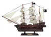Handcrafted Cast Iron Wooden Captain Hook's Jolly Roger From Peter Pan White Sails Pirate Ship Model 15"