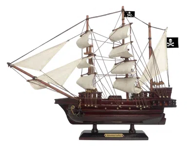 Handcrafted Cast Iron Wooden Captain Kidd's Adventure Galley White Sails Pirate Ship Model 15"