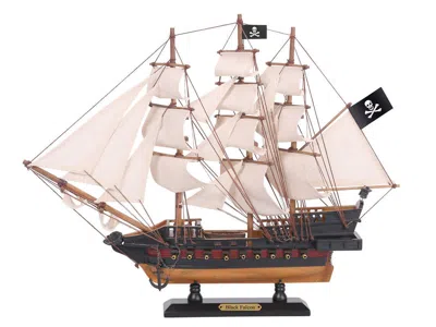 Handcrafted Cast Iron Wooden Captain Kidd's Black Falcon White Sails Limited Model Pirate Ship 15"