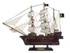 Handcrafted Cast Iron Wooden Captain Kidd's Black Falcon White Sails Pirate Ship Model 15"