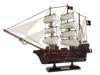 Handcrafted Cast Iron Wooden Captain Kidd's Black Falcon White Sails Pirate Ship Model 20"