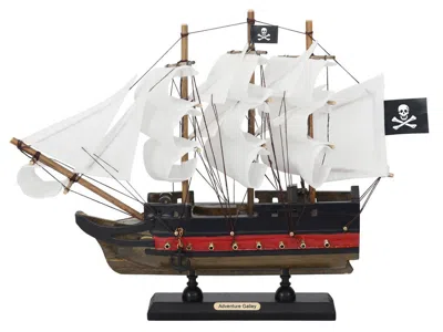 Handcrafted Cast Iron Wooden Captain Kidds Adventure Galley White Sails Limited Model Pirate Ship 12"