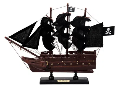 Handcrafted Cast Iron Wooden Captain Kidds Black Falcon Black Sails Model Pirate Ship 12"