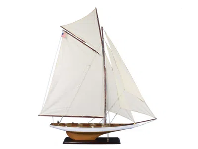 Handcrafted Cast Iron Wooden Columbia Model Sailboat Decoration 60"