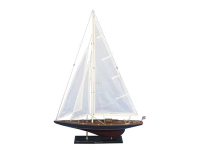 Handcrafted Cast Iron Wooden Endeavour Model Sailboat Decoration 35"