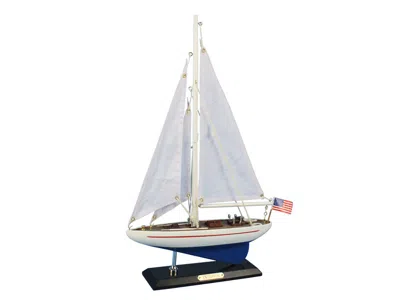 Handcrafted Cast Iron Wooden Enterprise Model Sailboat Decoration 16"