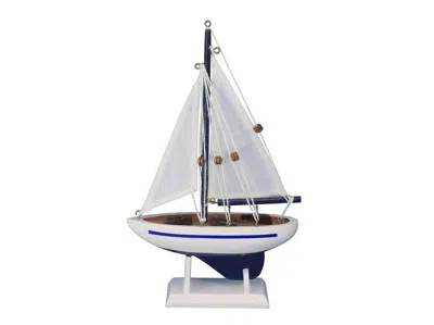 Handcrafted Cast Iron Wooden Enterprise Model Sailboat Decoration 9"