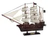 Handcrafted Cast Iron Wooden Fearless White Sails Pirate Ship Model 20"