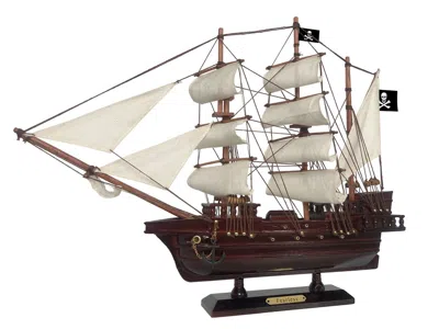 Handcrafted Cast Iron Wooden Fearless White Sails Pirate Ship Model 20"