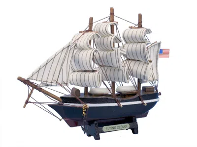Handcrafted Cast Iron Wooden Flying Cloud Tall Model Clipper Ship 7"