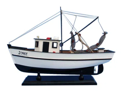 Handcrafted Cast Iron Wooden Forrest Gump - Jenny Model Shrimp Boat 16"