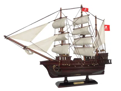 Handcrafted Cast Iron Wooden Henry Avery's Fancy White Sails Pirate Ship Model 20"