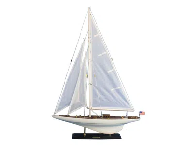 Handcrafted Cast Iron Wooden Intrepid Model Sailbaot Decoration 35"