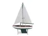 Handcrafted Cast Iron Wooden It Floats 12" - Green Floating Sailboat Model