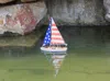 Handcrafted Cast Iron Wooden It Floats 12" - Usa Floating Sailboat Model