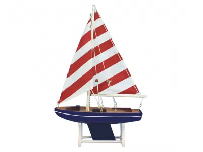 Handcrafted Cast Iron Wooden It Floats Sailors Dream Model Sailboat 12"