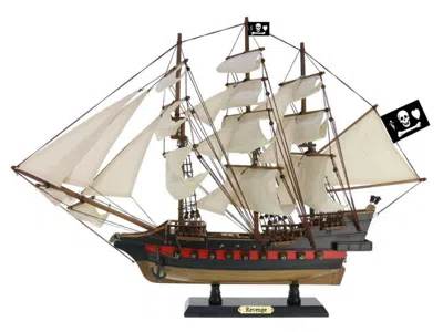Handcrafted Cast Iron Wooden John Gow's Revenge White Sails Limited Model Pirate Ship 26"