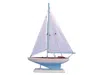Handcrafted Cast Iron Wooden Light Blue Pacific Sailer Model Sailboat Decoration 17"