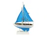 Handcrafted Cast Iron Wooden Light Blue With Light Blue Sails Pacific Sailer Model Sailboat Decoration 9"
