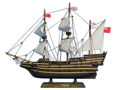 Handcrafted Cast Iron Wooden Mayflower Tall Model Ship 14"