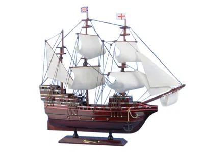 Handcrafted Cast Iron Wooden Mayflower Tall Model Ship 20"