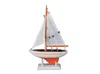 Handcrafted Cast Iron Wooden Orange Pacific Sailer Model Sailboat Decoration 9"