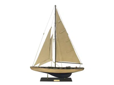 Handcrafted Cast Iron Wooden Rustic Enterprise Limited Model Sailboat Decoration 27"
