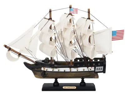Handcrafted Cast Iron Wooden Uss Constitution Limited Tall Ship Model 12"