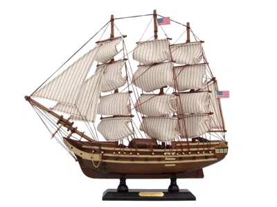 Handcrafted Cast Iron Wooden Uss Constitution Tall Model Ship 15"