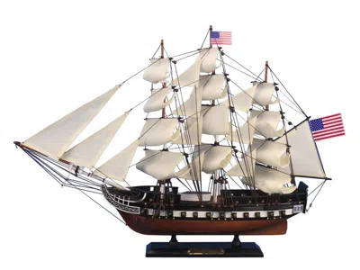 Handcrafted Cast Iron Wooden Uss Constitution Tall Model Ship 24"