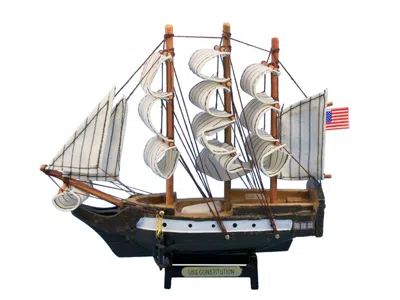 Handcrafted Cast Iron Wooden Uss Constitution Tall Model Ship 7"