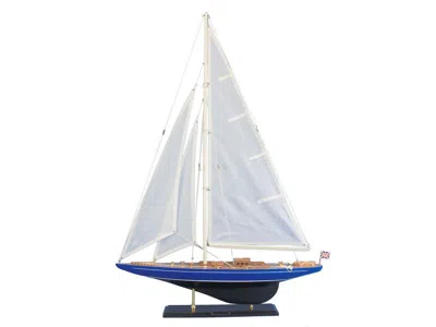 Handcrafted Cast Iron Wooden Velsheda Model Sailboat Decoration 35"