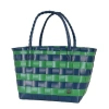 Handed By Paris Brights Recycled Tote Bag In Dark Blue/just Green