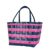 Handed By Paris Brights Recycled Tote Bag In Dark Blue/pink