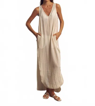 Handloom Daybreak Maxi Dress In Natural With Stripes In Multi